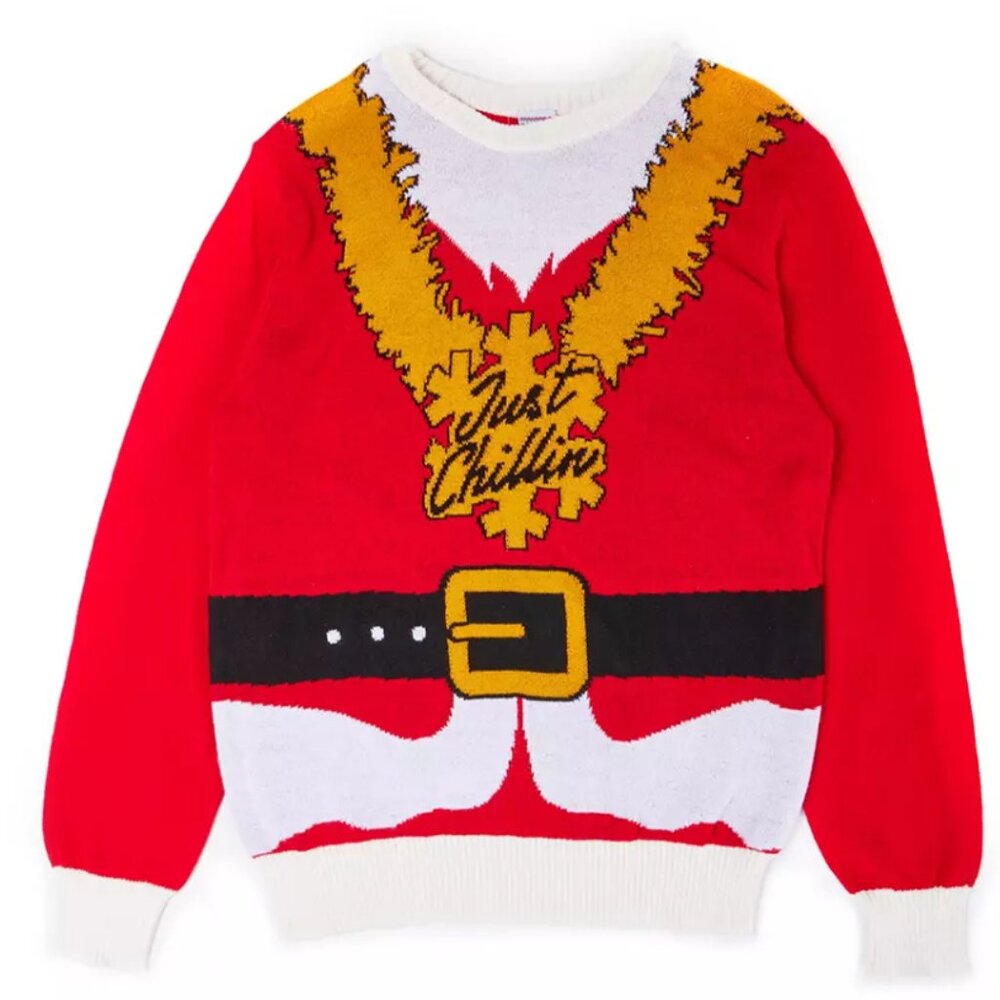 Men's Size L "Just Chillin" Red Santa Ugly Sweater
